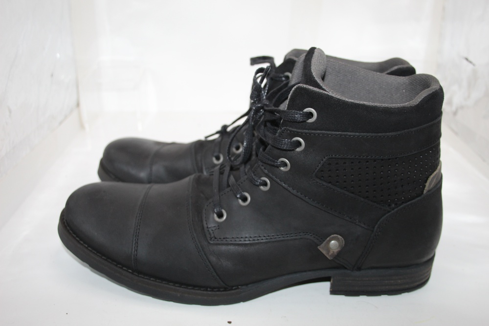 River Island Boots Mens Size 12 Black Nubuck Combat Dappy 6 Portugal Lace Up